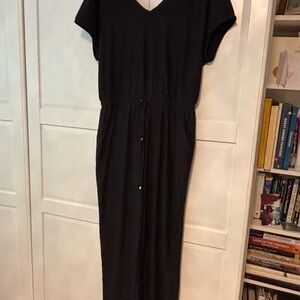 Black Jumpsuit V-Neck Dolman Sleeve